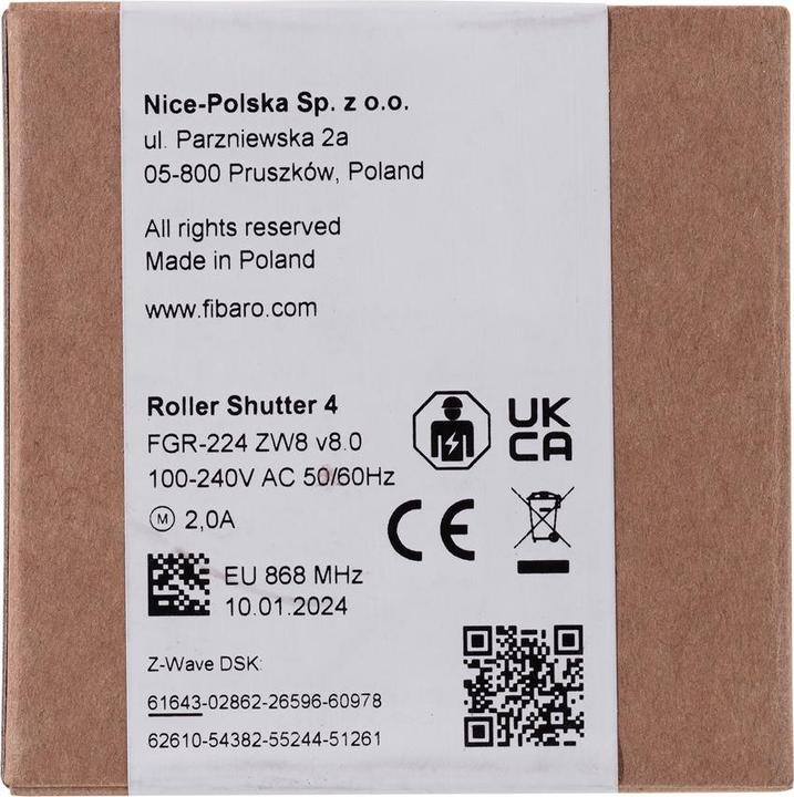 Actual product image Fibaro Roller Shutter 4 (Roller shutter belt)