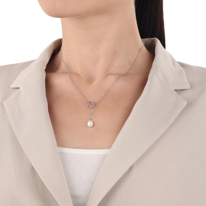 Produktbild Amor Halsschmuck für Damen, 925 Sterling Silber, Süsswasserzuchtperle | Herz (Silber 925)