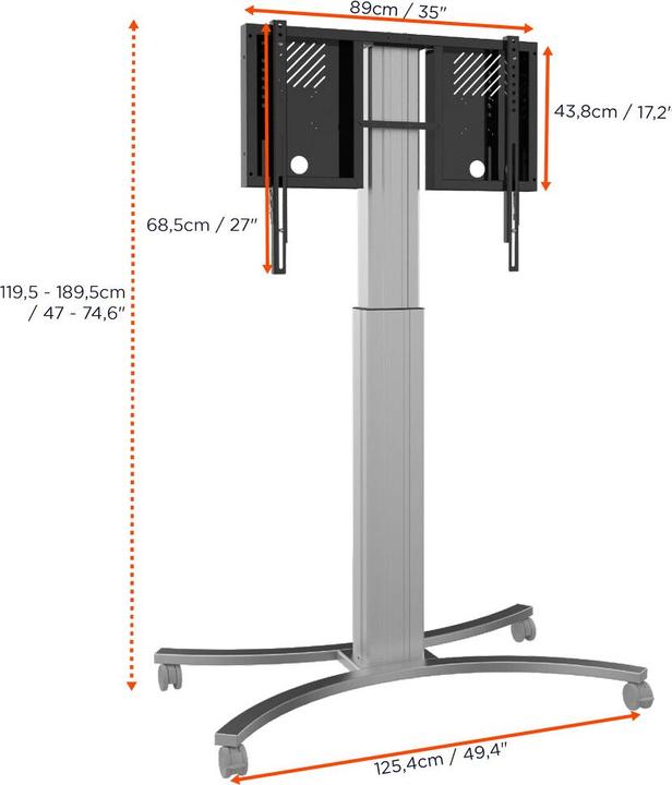 Actual product image Celexon Expert electric height-adjustable display trolley Adjust-4286MS - 70cm (86", 136 kg)