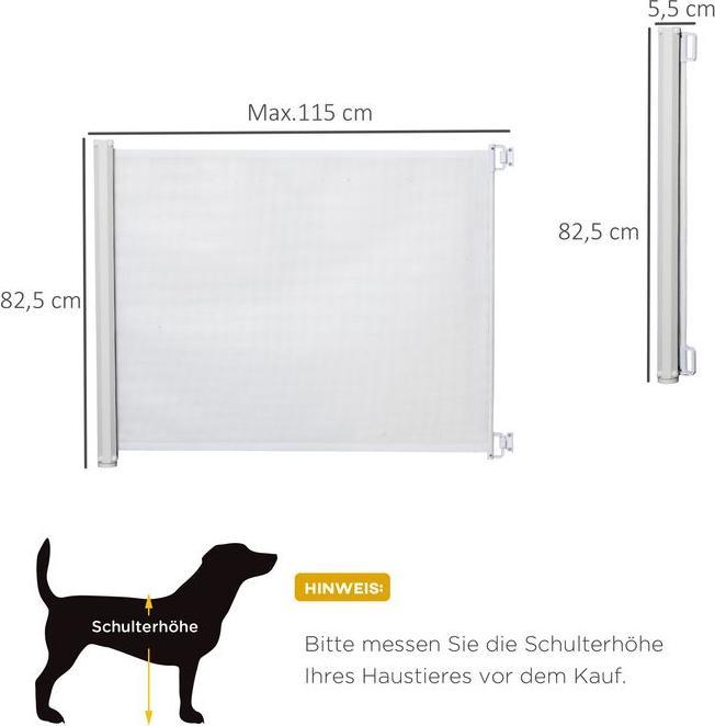 Produktbild Swisshandel24 Treppenschutzgitter ausziehbar Türschutzgitter Sicherheitstrennwand Trennwand Einrollbar PVC Weiss 1 (5.50 cm)