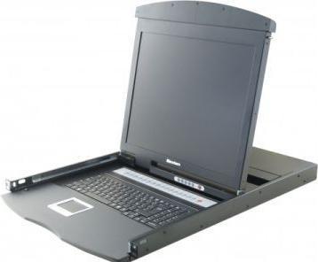 Actual product image Dexlan 19" rackmount dual rail KVM console 19 LCD screen with KVM switch