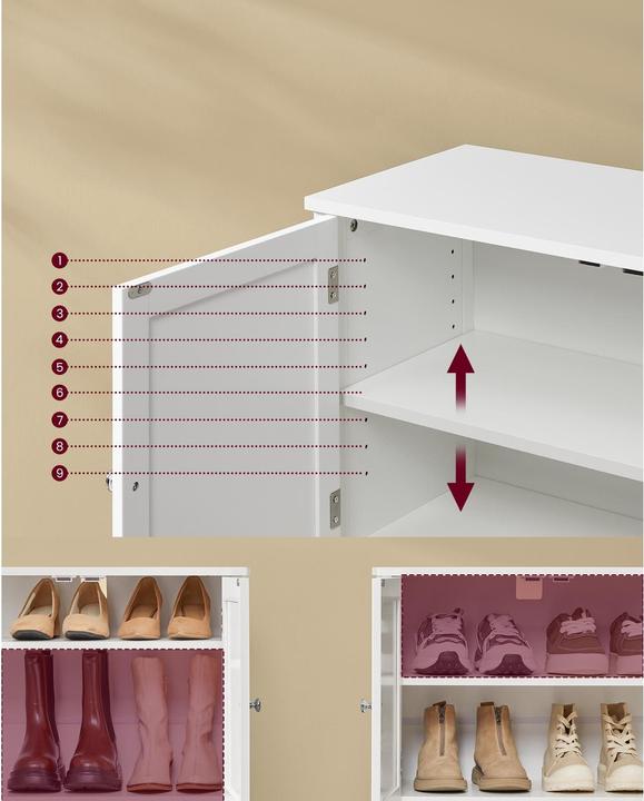 Immagine prodotto Vasagle Scarpiera in stile country 120 x 70 cm, bianco (120 x 70 x 35 cm)