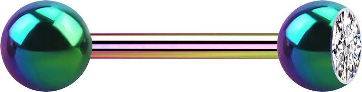 Image du produit Star Piercing Barbell coloré avec boule et boule de cristal argenté (Titane G23, sans laiton)