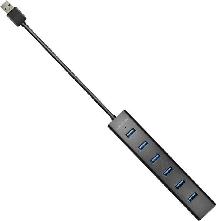 Produktbild Axagon HUE-SA7BP 7x USB3.0 ALU Ladehub inkl. AC-Adapter, Juodas (USB-A, USB-B, 7 Ports)