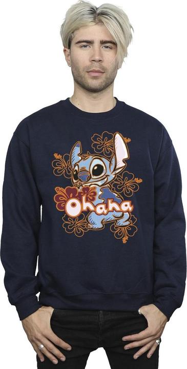 Actual product image Disney Mens Lilo And Stitch Ohana Orange Hibiscus Sweatshirt (M)
