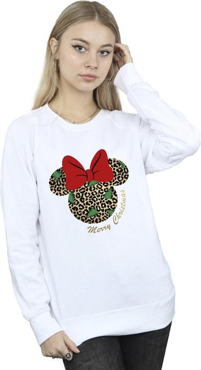Actual product image Disney Womens/Ladies Minnie Mouse Leopard Christmas Sweatshirt (S)
