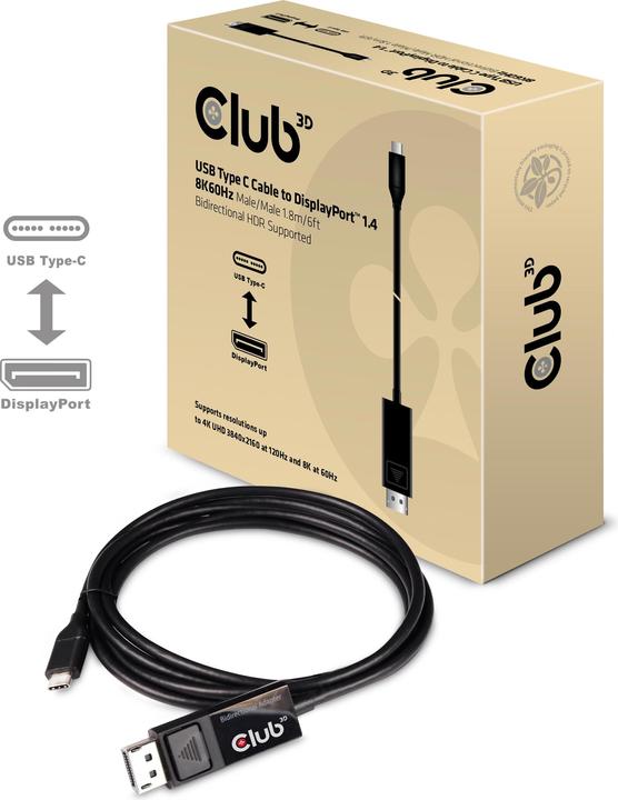 Image du produit Club 3D USB Typ C — DisplayPort (USB-C, 180 cm)