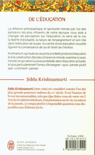Actual product image De l'éducation (Krishnamurti Jiddu, French)