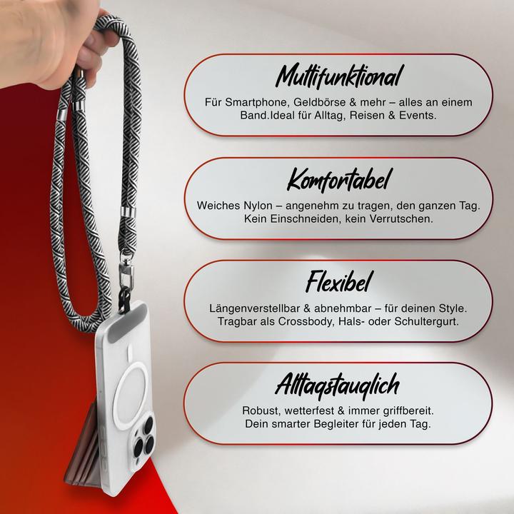 Actual product image Nalia HoldMe Lanyard Handykette – Universal Trageband für Smartphones - Verstellbar, Soft & Elastisch