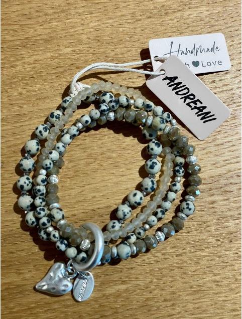Produktbild Andreani Armband aus echtem Dalmatiner Jaspis mit Herzanhänger von (19 cm)