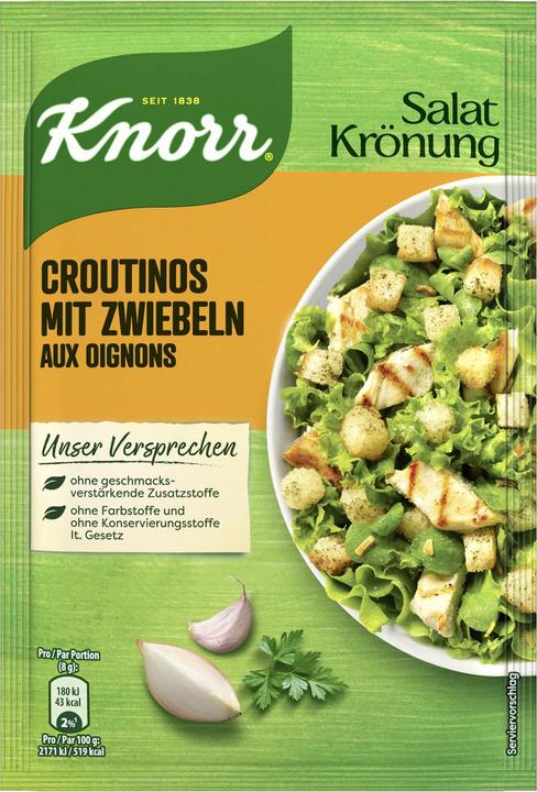 Actual product image Knorr Salad Coronation Croûtinos with onions bag, crunchy bread pieces croutons, ideal for salad (25 g)