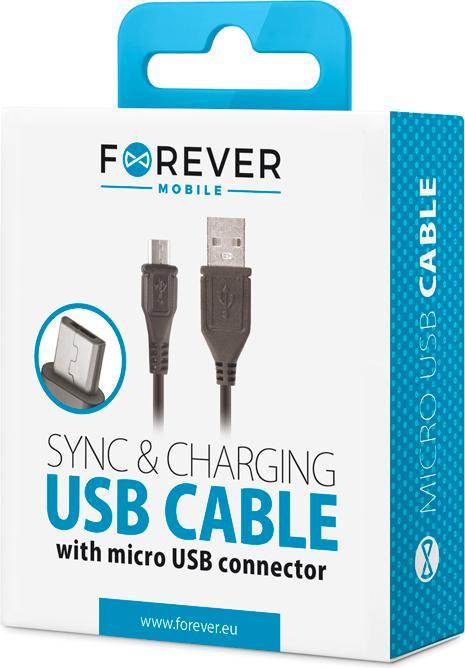 Image du produit Forever câble USB - microUSB 1,0 m 1A noir