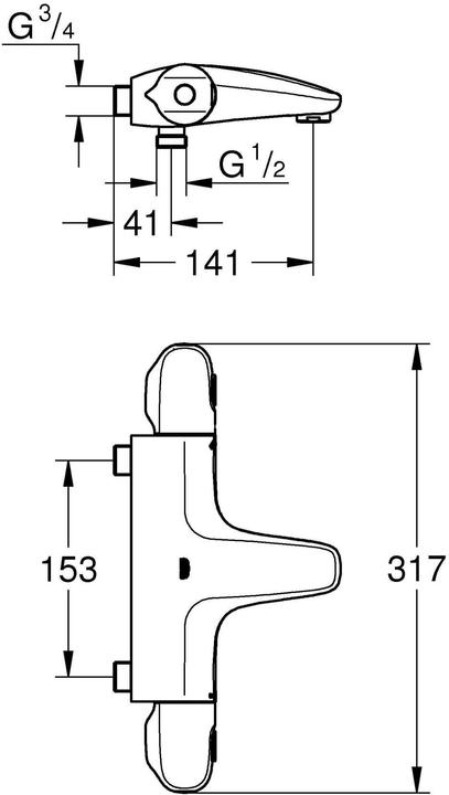 Produktbild Grohe Grohtherm 1000 Neu Thermostat-Wannenbatterie