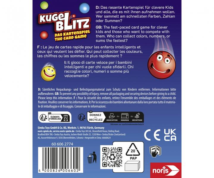 Actual product image Noris Kugelblitz card game (German)