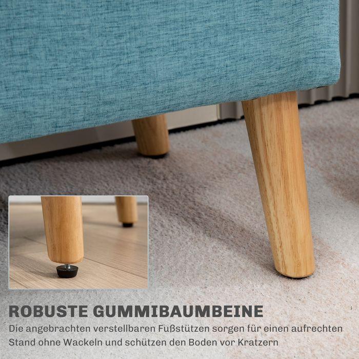 Immagine prodotto Swisshandel24 Panca, contenitore, aspetto lino, legno di gomma blu 110x39x45cm (110 cm)