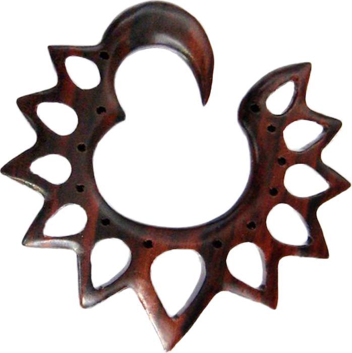 Produktbild Star Piercing Ohrgewicht Haken Sonnenblume aus Narra Holz (ohne Messing, Organisch)