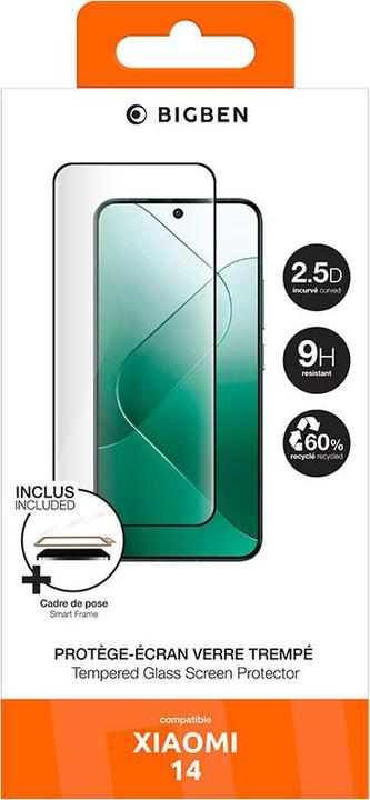 Immagine prodotto Bigben Protezione dello schermo per Xiaomi 14 in vetro temperato 2.5D con SmartFrame (1 Pezzo/i, Xiaomi 14)