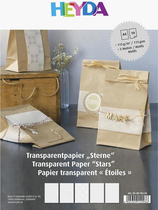 Produktbild Heyda Transparentpapier Weihnachten 10 Blatt, A4, Weiss