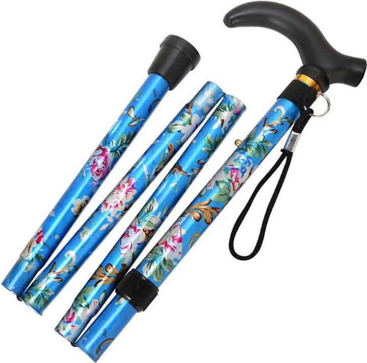 JTI Klappbarer Stock - blau - verstellbar - 81-92 cm