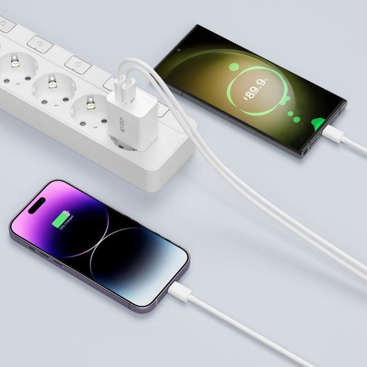Immagine prodotto Tech-Protect C35W Caricatore di rete 2x USB-C PD 35W con cavo USB-C / USB-C - bianco (35 W)