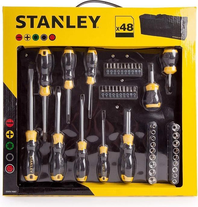 Stanley All-purpose cutter, STHT0-70887 Screwdriver base and bit set with bag 48 pieces, yellow/sh