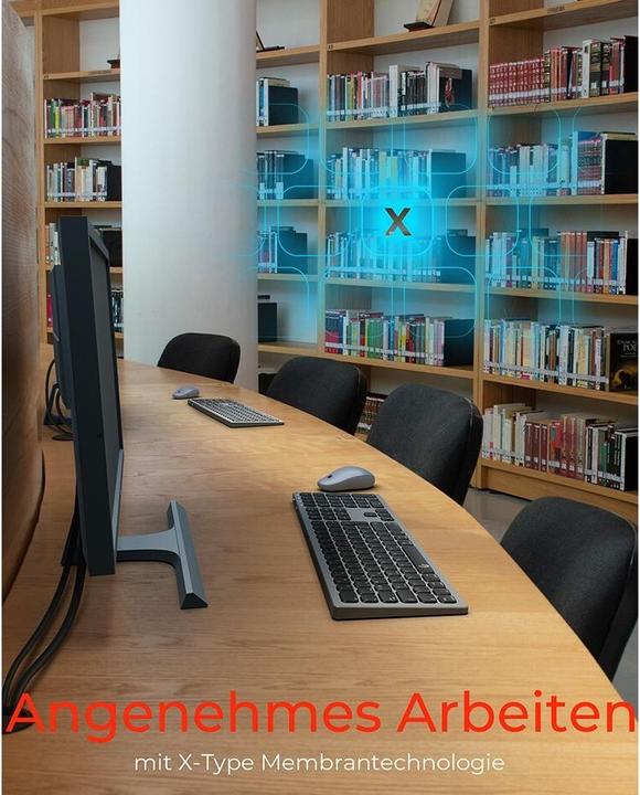 Produktbild KeySonic Full-Size Aluminium Tastatur, Bluetooth® & RF, für Win & macOS (DE, Kabellos)