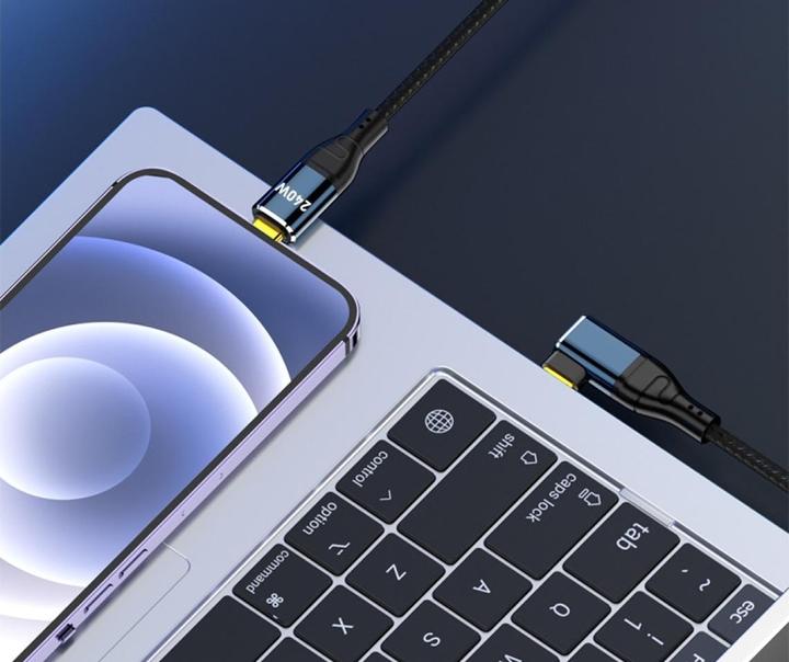 Actual product image PowerGuard USB-C cable 90° angle flat 3m Data & Charge (male/male) PD 240W (3 m)