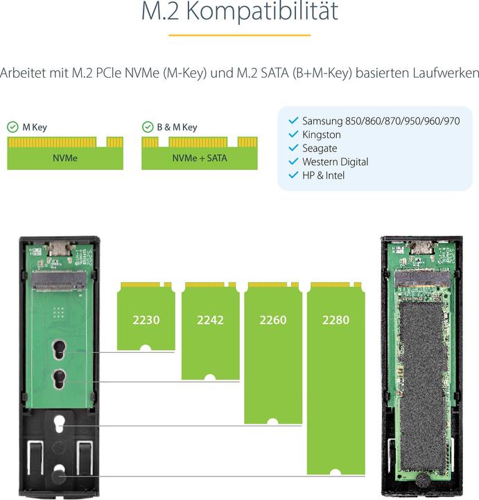 Actual product image StarTech com M2-USB-C-NVME-SATA, Box esterno SSD, M.2, M.2, 10 Gbit/s, Collegamento del dispositivo (M.2)