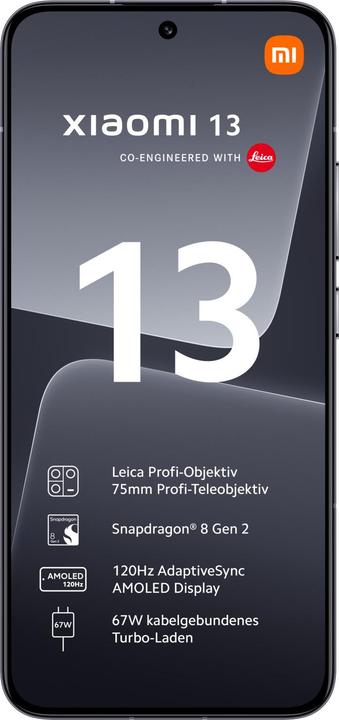 Produktbild Xiaomi 13 (256 GB, Black, 6.36", Dual SIM, 50 Mpx, 5G)