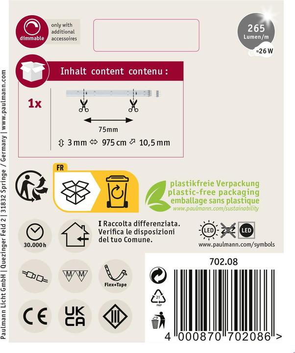 Actual product image Paulmann YourLED Extension (Warm white, 97.50 cm, Indoor)