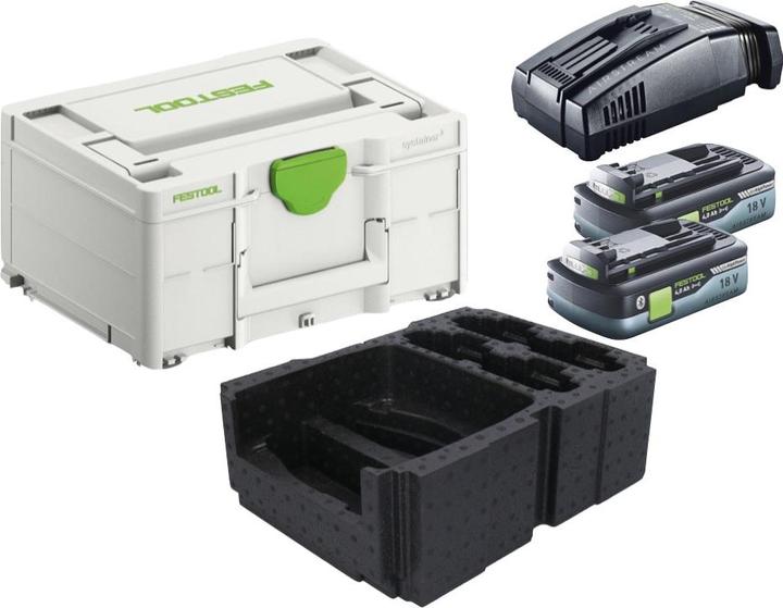 Immagine prodotto Festool Set Énergie : 2x Batterie BP 18 Li 4,0 Ah HPC-ASI 4,0Ah 18V + Caricatore SCA 16 10,8V-18V (18 V)
