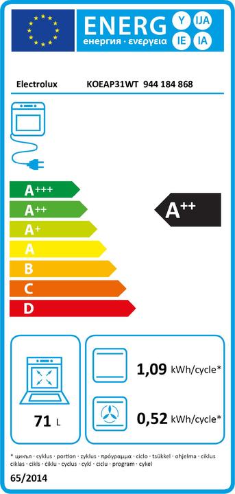 Label énergétique Electrolux KOEAP31WT