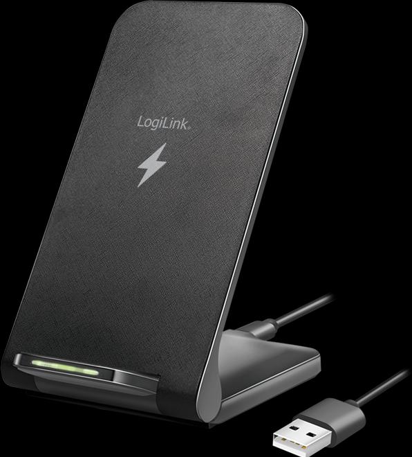 Produktbild LogiLink ZUB Smartphone Stand & WL Charger black (15 W)