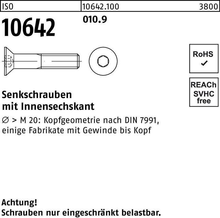 Produktbild Senkschraube ISO 10642 Innensechskant M 24 x 50 010.9 (25 Schrauben pro Stück)