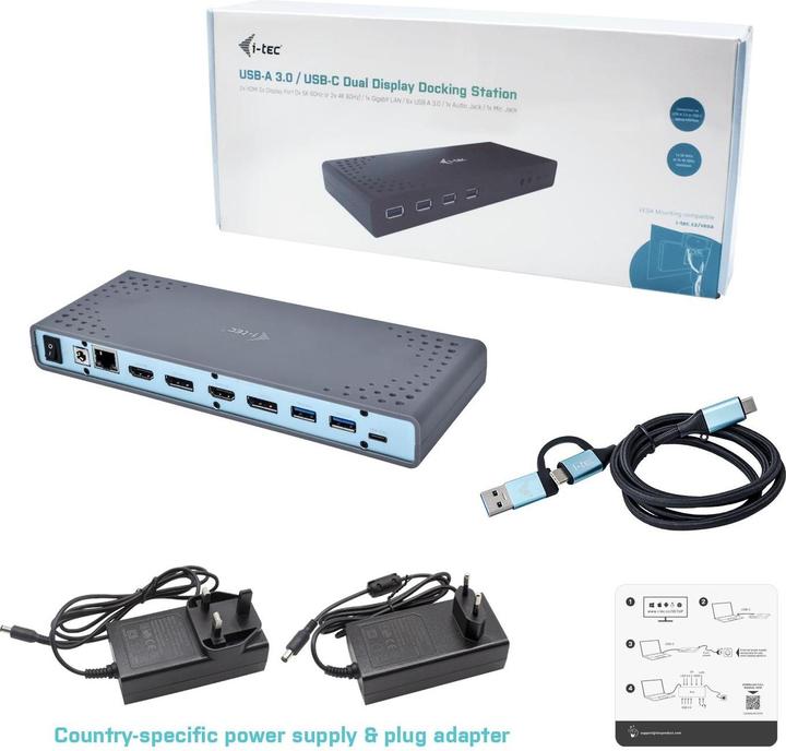 Immagine prodotto i-tec USB 3.0 / USB-C Doppio Dock 4K (USB-C, 6 Porti)