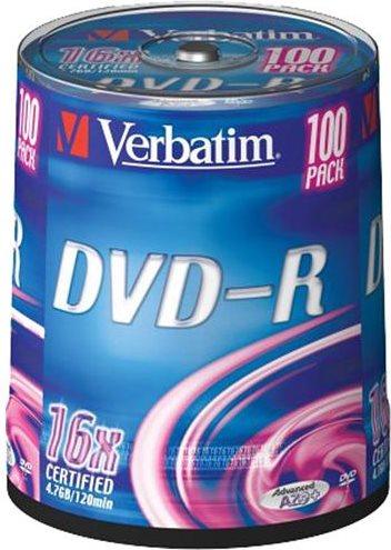 Actual product image Verbatim DVD-R, 16x, 4.7GB, 100 spindle (100 x)