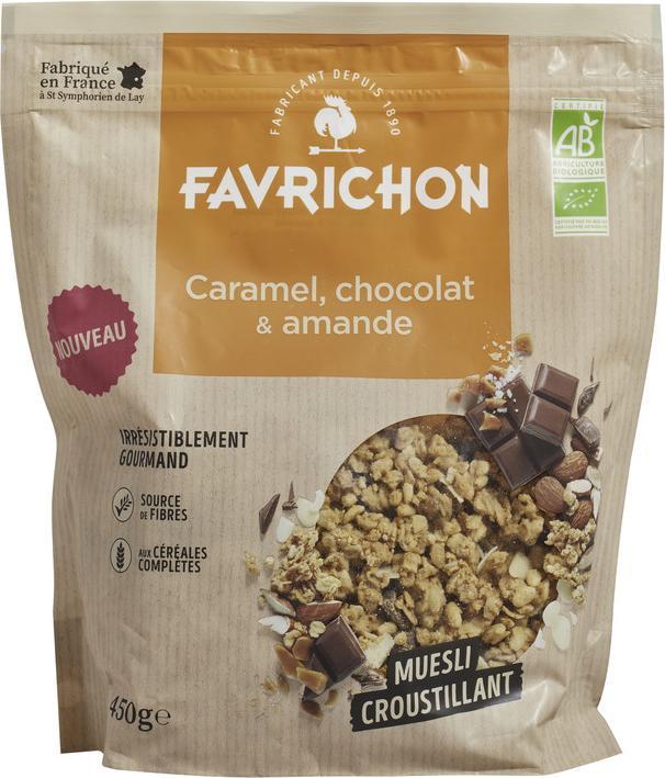 Produktbild J.Favrichon Muesli croustillant caramel chocolat& amande (450 g)
