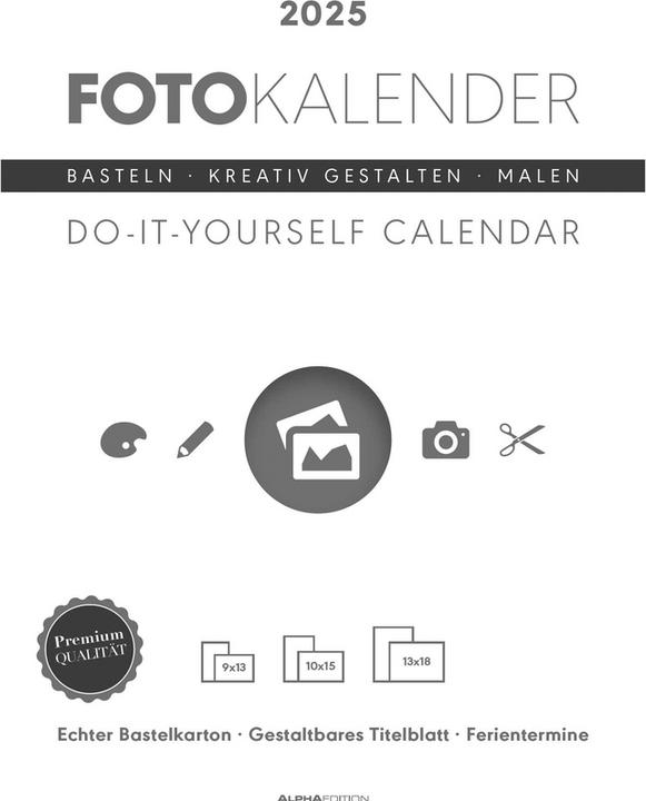 Image du produit Alpha Edition Calendrier photo bricolage blanc 2025, 21x29,7cm, calendrier Do it yourself avec pages en (A4, Non contraignant, Allemand)