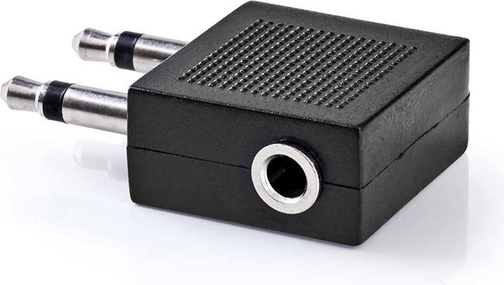 Immagine prodotto Nedis CAGB22970BK Adattatore audio per aerei, 2 x 3,5 mm maschio, 3,5 mm femmina, nero