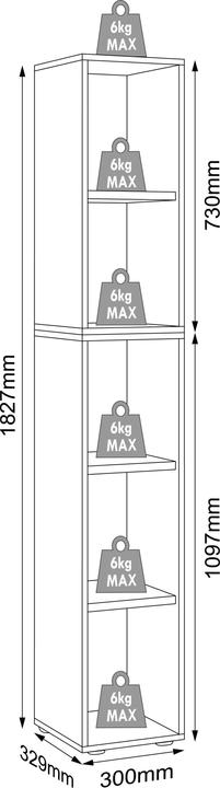 Immagine prodotto VCM Regal Bücher Ordner Salia 5fach B. 30 cm