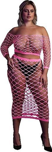 Image du produit Ouch! Long Sleeve Crop Top and Long Skirt - Pink - XL/XXXXL (Plus Size)