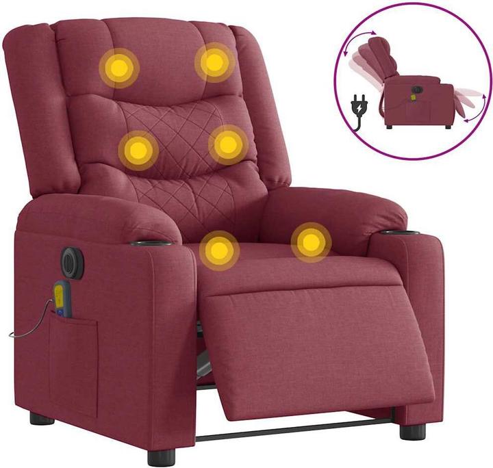 Image du produit VidaXL Fauteuil de massage électrique vin rouge tissu