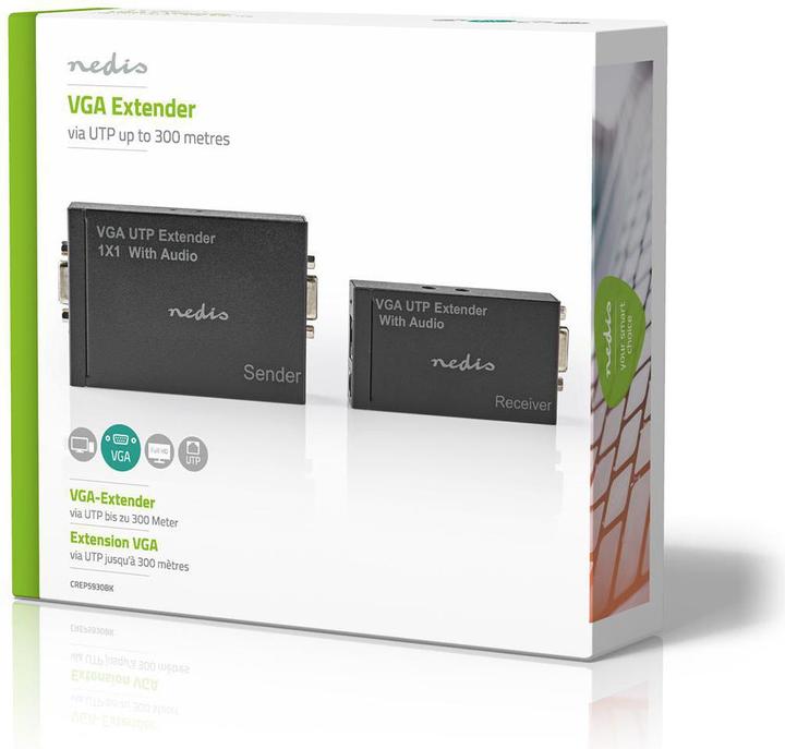 Actual product image Nedis VGA Extender VGA/audio distance up to: 300 m Cat5e / Cat6 1920x1200 Euro/Type C (CEE 7/16) /
