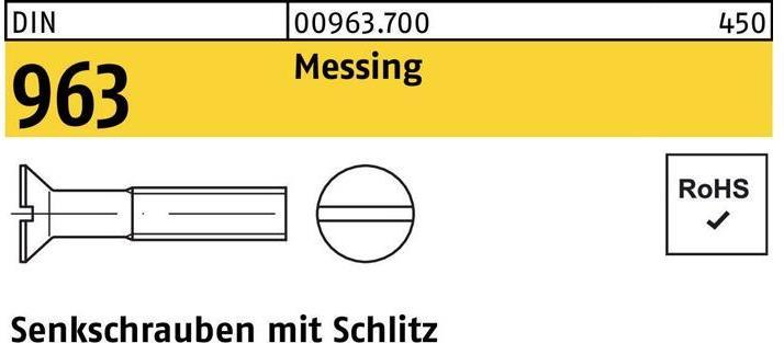 Produktbild Senkschraube DIN 963 Schlitz M 3 x 20 Messing (1000 Schrauben pro Stück)