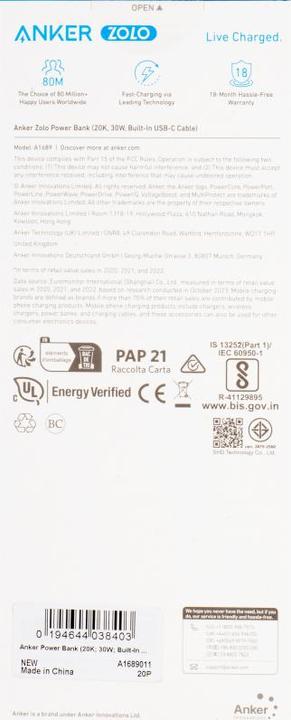 Immagine prodotto Anker Zolo (20000 mAh, 30 W)