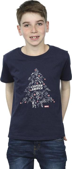 Actual product image Boys Captain America Christmas Tree T-Shirt (140, 146)
