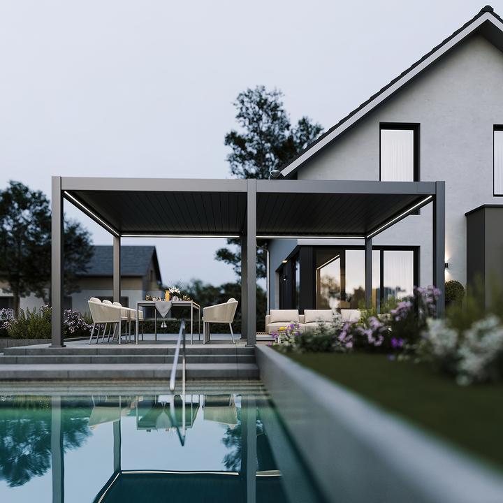 Produktbild Weide elektrische Pergola 4x6m Anthrazit mit LED (600 cm, 400 cm)