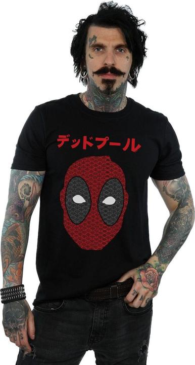 Actual product image Mens Deadpool Japanese Seigaiha Head T-Shirt (4XL)