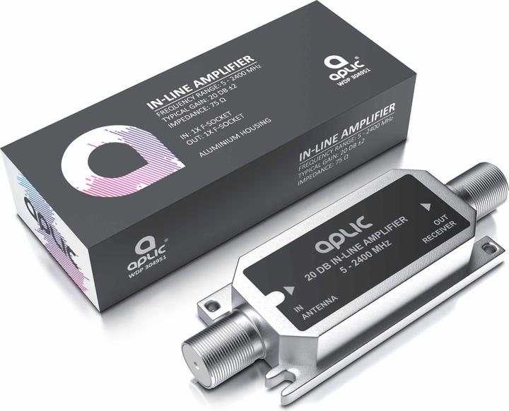 Actual product image Aplic Inline amplifier, satellite line amplifier, Inline 5 - 2400 MHz SAT amplifier, F sockets (Amplifier)