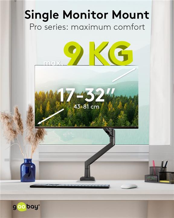 Actual product image Goobay Single monitor mount with gas pressure spring, black (Table, 31.89")